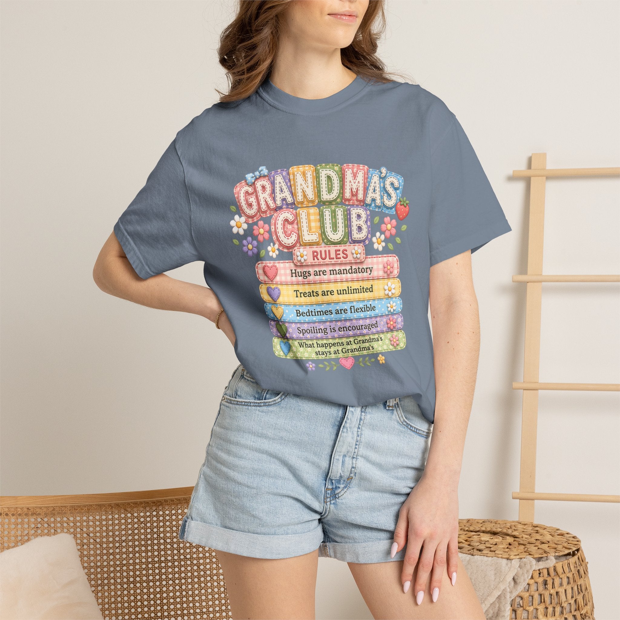 Grandma's Club T-Shirt — Cute Floral 'Grandma's Club' Rules Tee