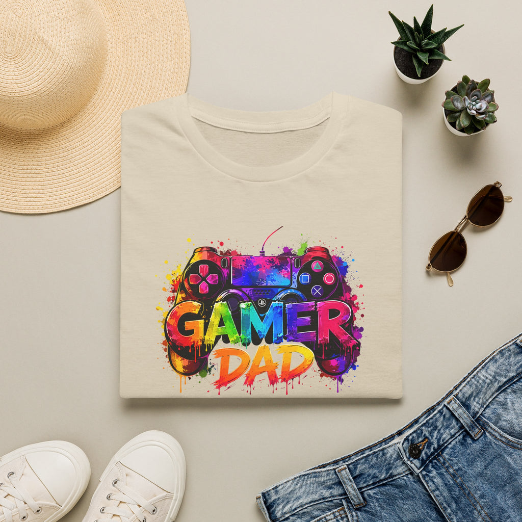 Gamer Dad Colourful Controller Design T-Shirt
