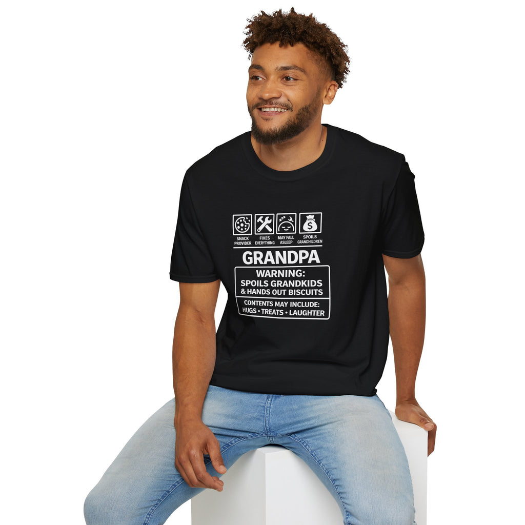 Grandpa Warning T-Shirt – ‘Spoils Grandkids & Hands Out Biscuits’ Funny Grandpa Tee