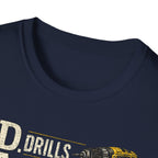 Drills and Damage Dad T-Shirt – Funny Father’s Day Tool Lover Tee