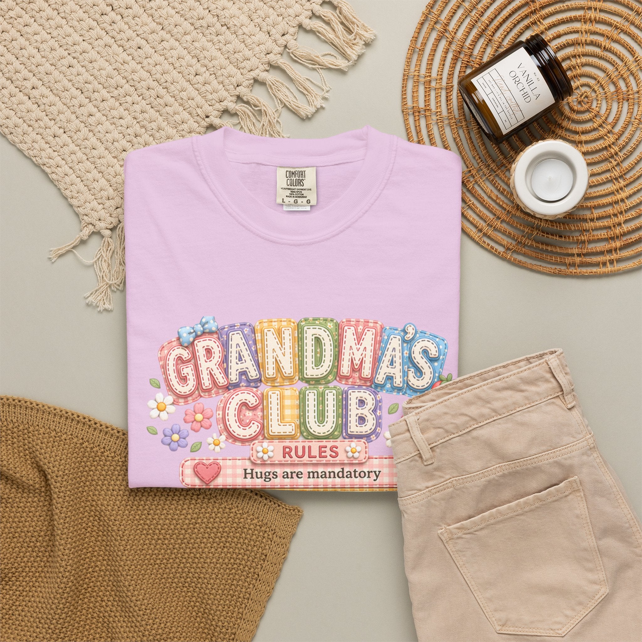 Grandma's Club T-Shirt — Cute Floral 'Grandma's Club' Rules Tee