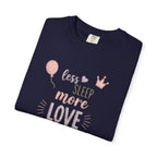 Less Sleep More Love T-Shirt – Pregnancy Announcment Cute Pink Balloon & Crown Graphic Tee