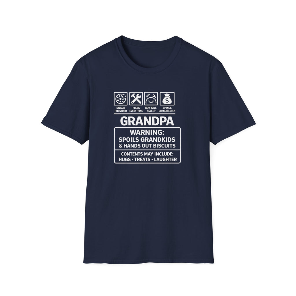 Grandpa Warning T-Shirt – ‘Spoils Grandkids & Hands Out Biscuits’ Funny Grandpa Tee