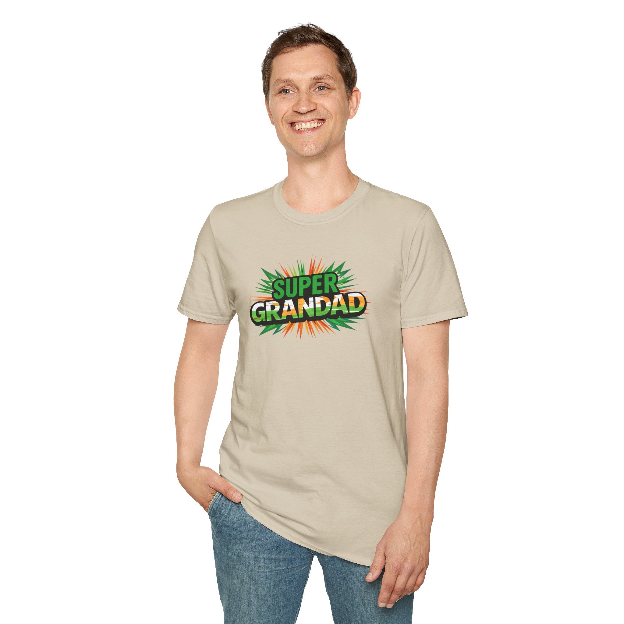 Super Grandad Ireland Flag/Irish themed T-Shirt — Retro Comic Style Gift for Grandpa (Father's Day, Birthday)