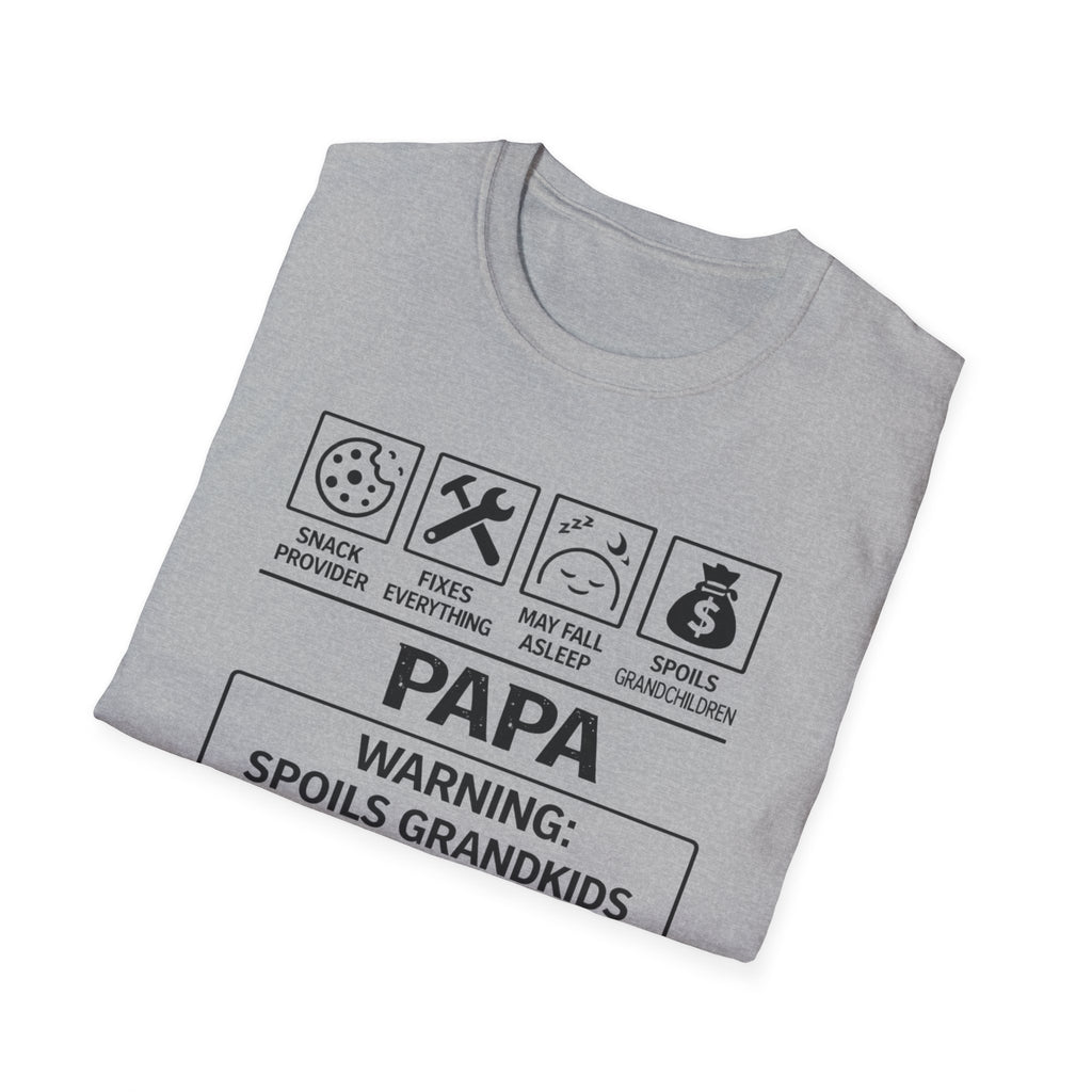 Papa Warning T-Shirt — Funny Grandpa Gift, 'Spoils Grandkids & Hands Out Biscuits' Tee