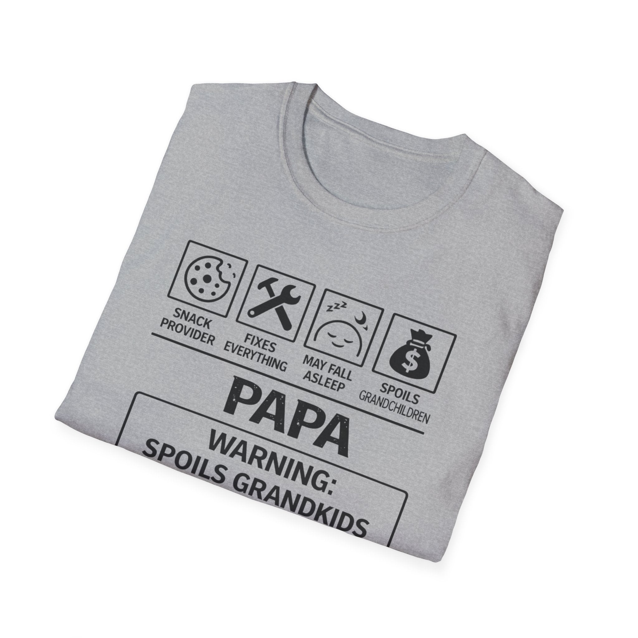Papa Warning T-Shirt — Funny Grandpa Gift, 'Spoils Grandkids & Hands Out Biscuits' Tee
