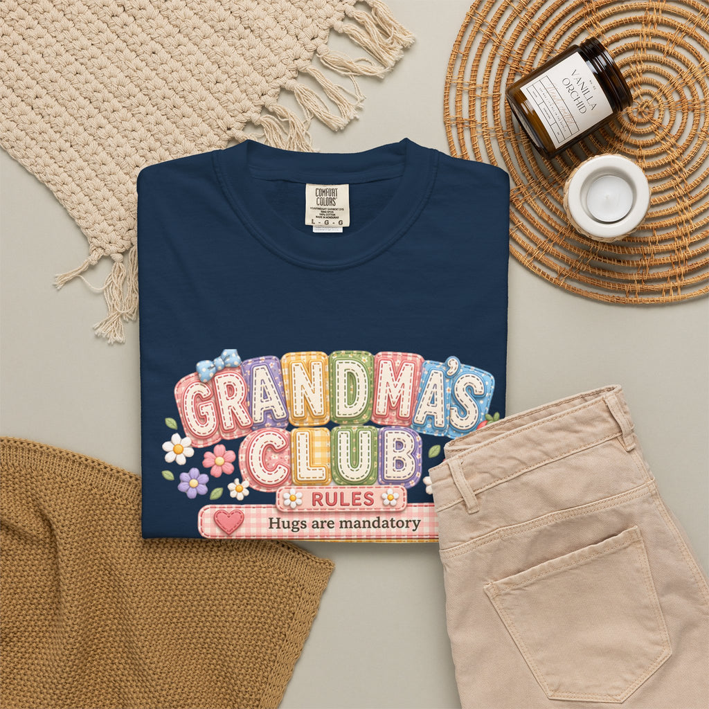 Grandma's Club T-Shirt — Cute Floral 'Grandma's Club' Rules Tee