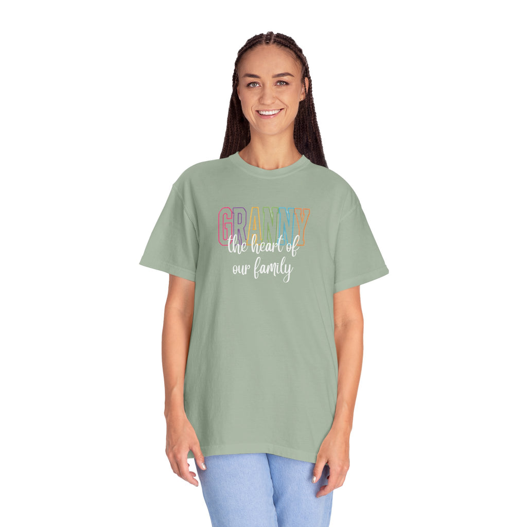 Grandma T-Shirt — "Grandma the Heart of Our Family" Pastel Comfort Tee