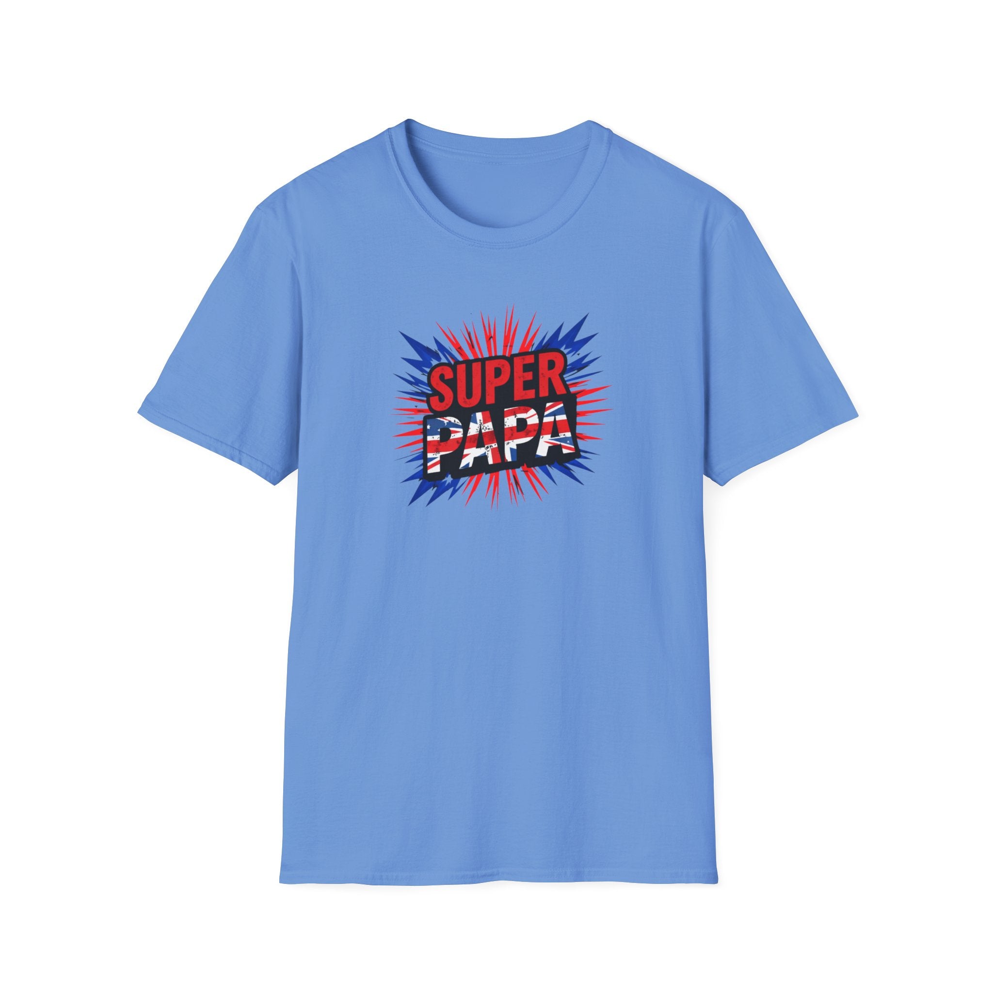 T-Shirt — "Super Papa" Union Jack/England themed Retro Comic Dad Shirt (Father's Day Gift)