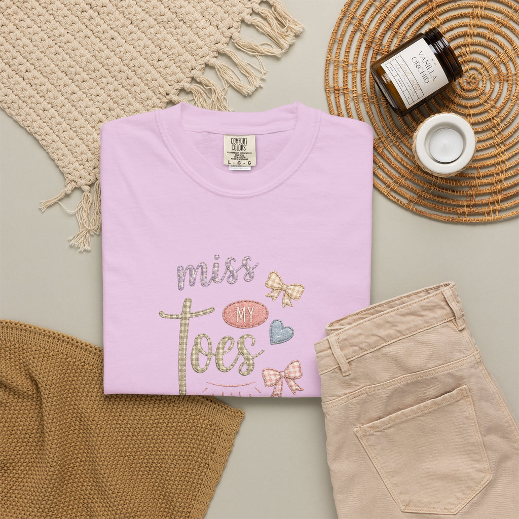 Miss My Toes Graphic T-Shirt – Cute Baby Feet & Bows Tee