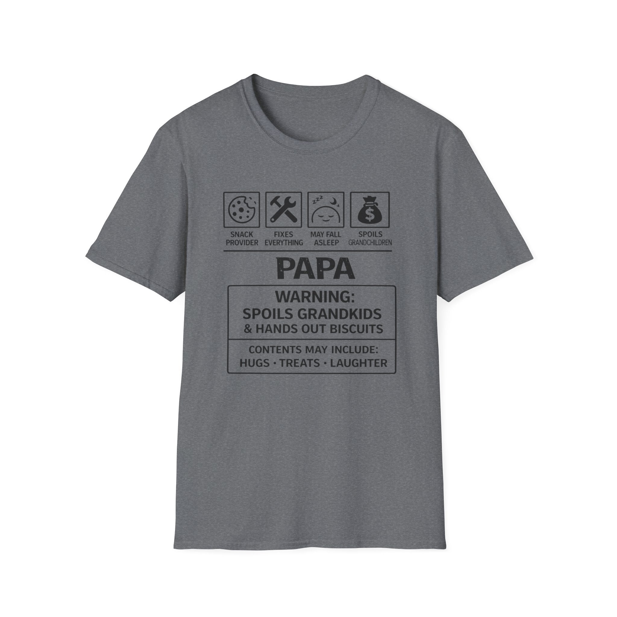 Papa Warning T-Shirt — Funny Grandpa Gift, 'Spoils Grandkids & Hands Out Biscuits' Tee