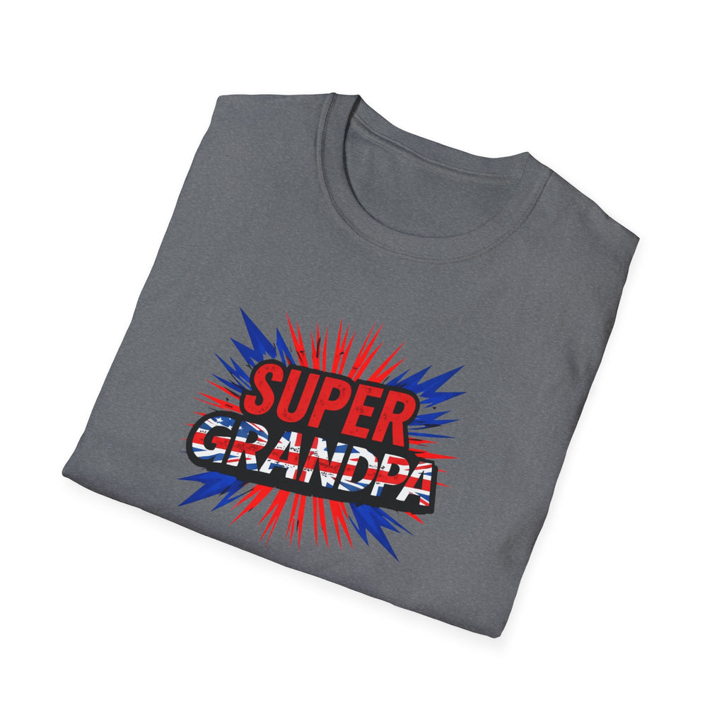 Super Grandpa T-Shirt Union Jack/England themed – Retro Comic Style Father’s Day Gift for Grandfathers