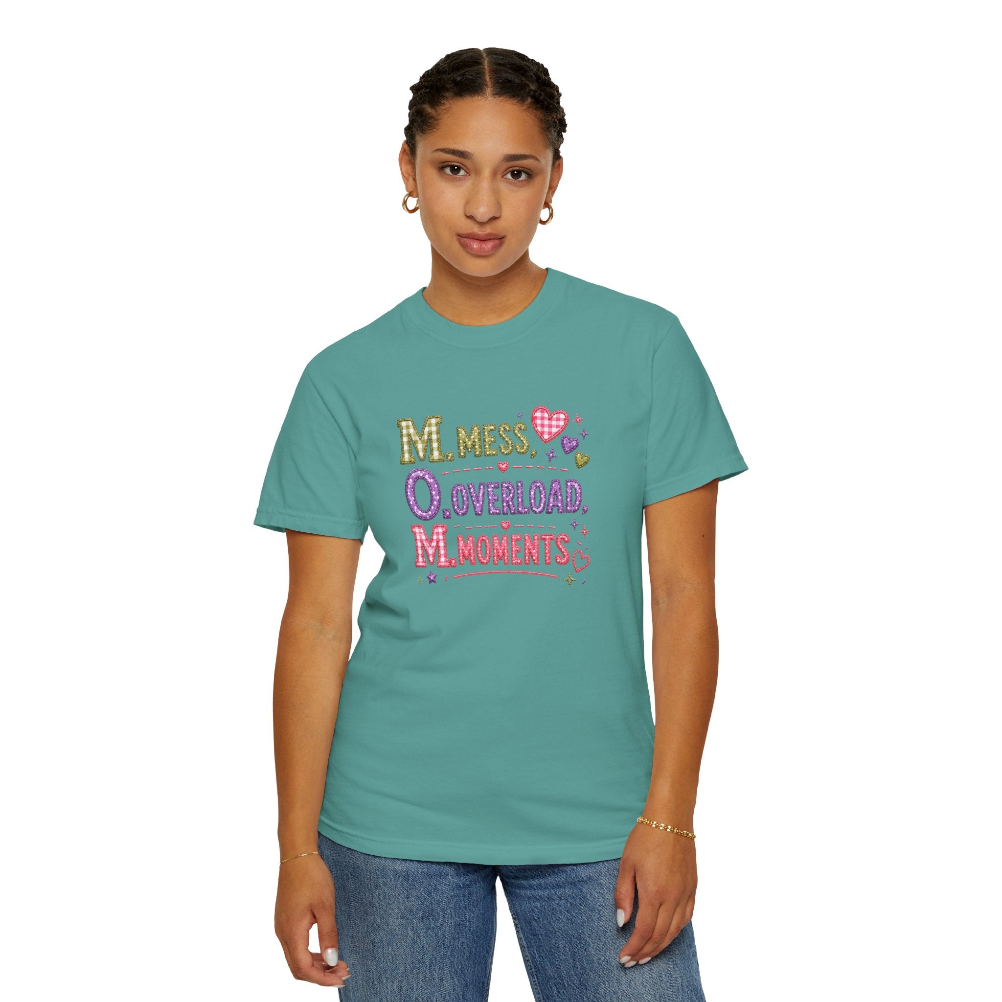 T-Shirt — 'M.O.M.: Mess, Overload, Moments' Playful Mother's Day Graphic Tee