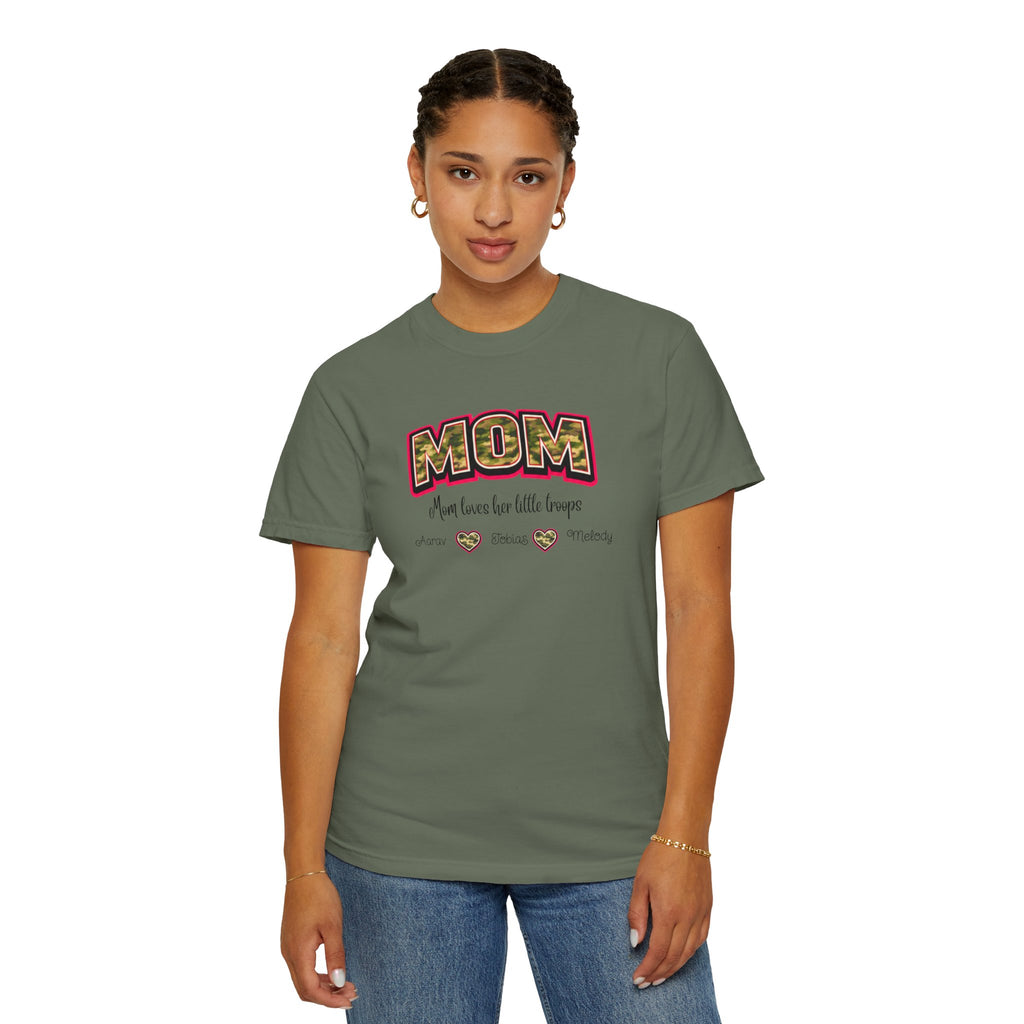 Mom Camo Graphic T-Shirt — "MOM Most Loved Her Little People" Floral Heart Tee