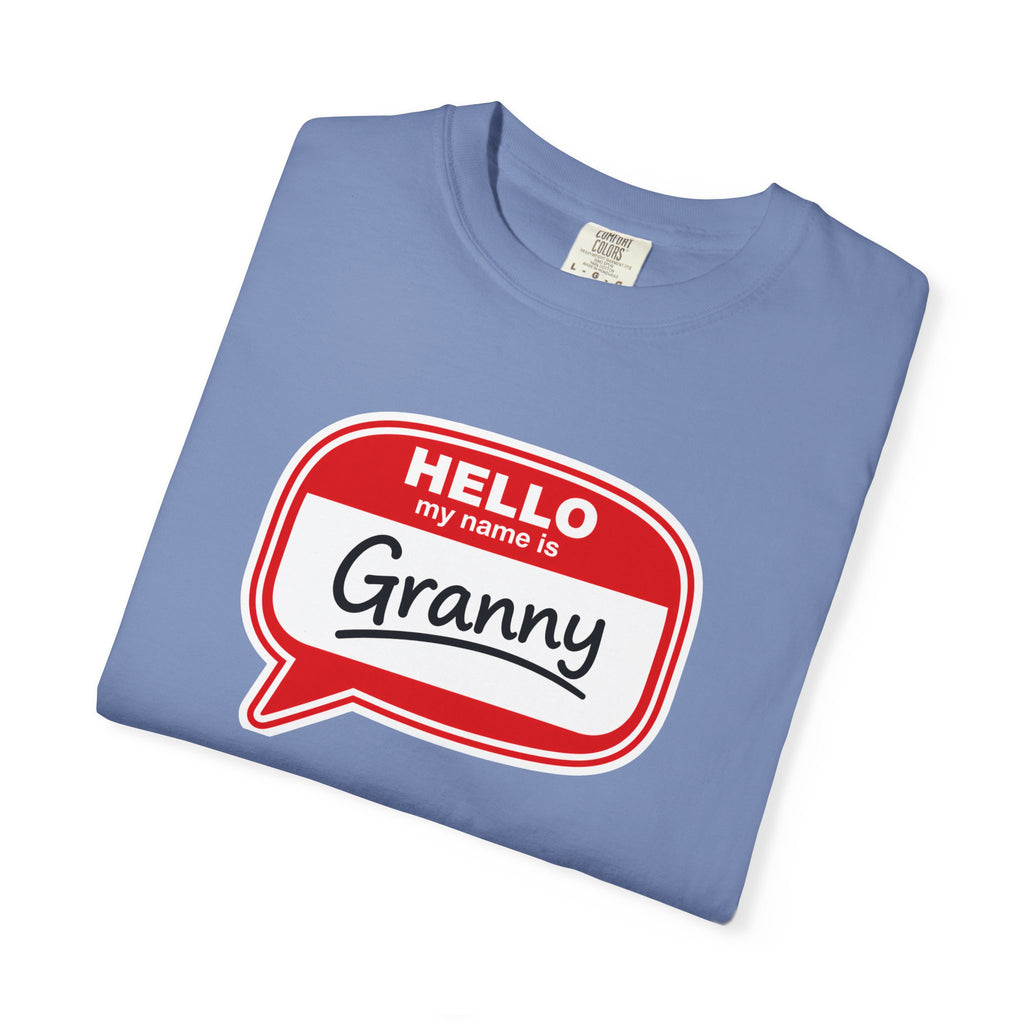 Hello My Name Is Granny T-Shirt - Funny Grandma Gift, Retro Name Badge Tee