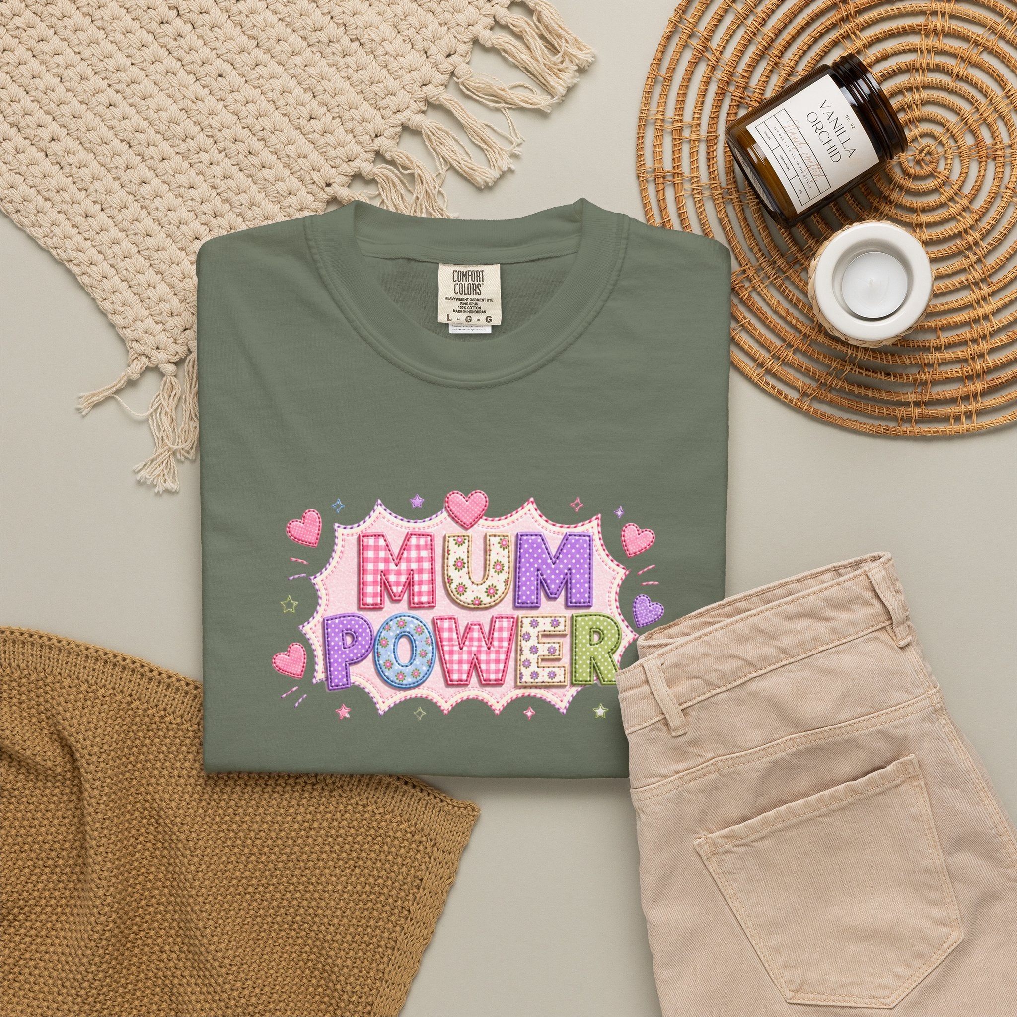 Mum Power T-Shirt — Cute Pink Heart Mothers Day Tee