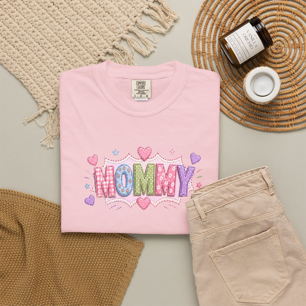 Mommy Hearts T‑Shirt — Cute Pastel 'MOMMY' Graphic Tee for Mother's Day & New Moms