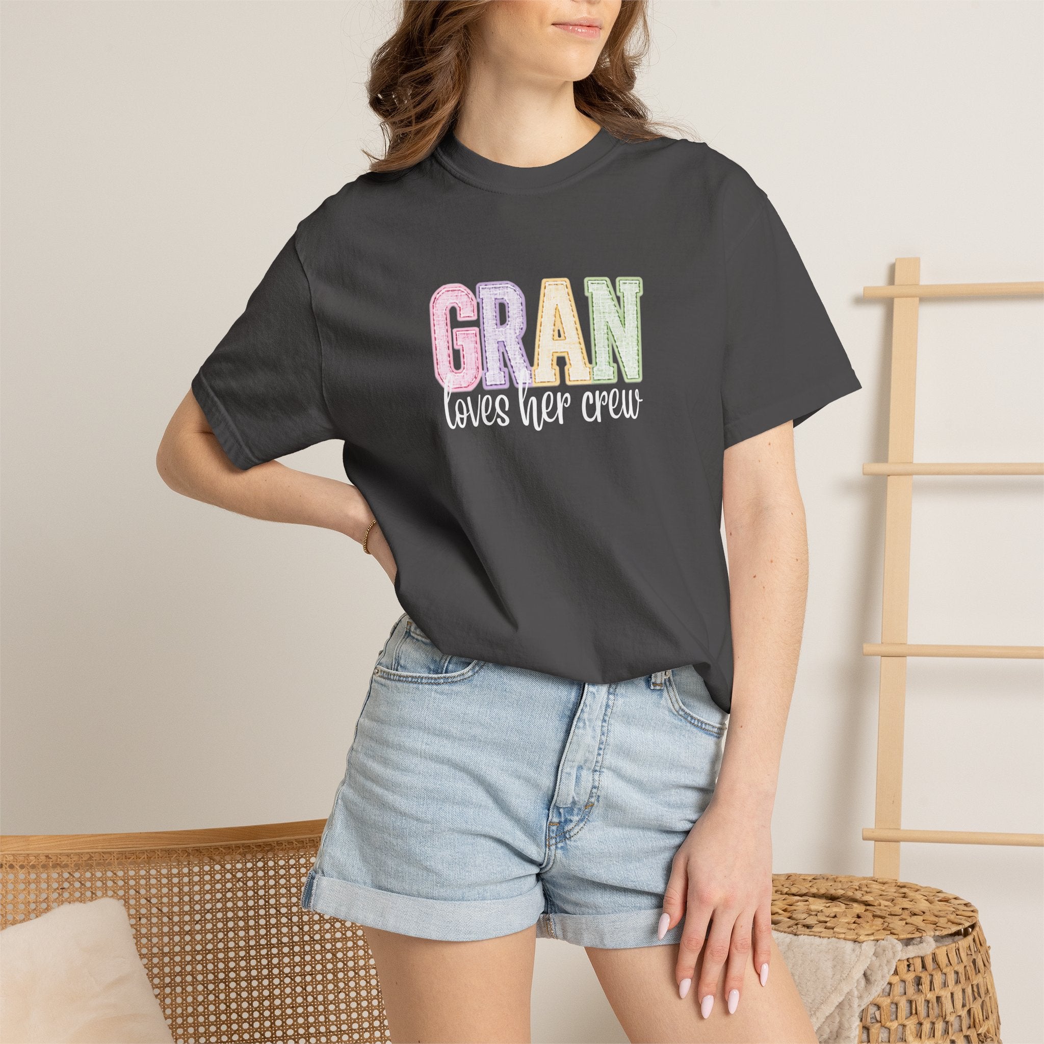Gran Loves Her Crew T-Shirt — Pastel Grandma Shirt for Mother's Day & Family Gifts