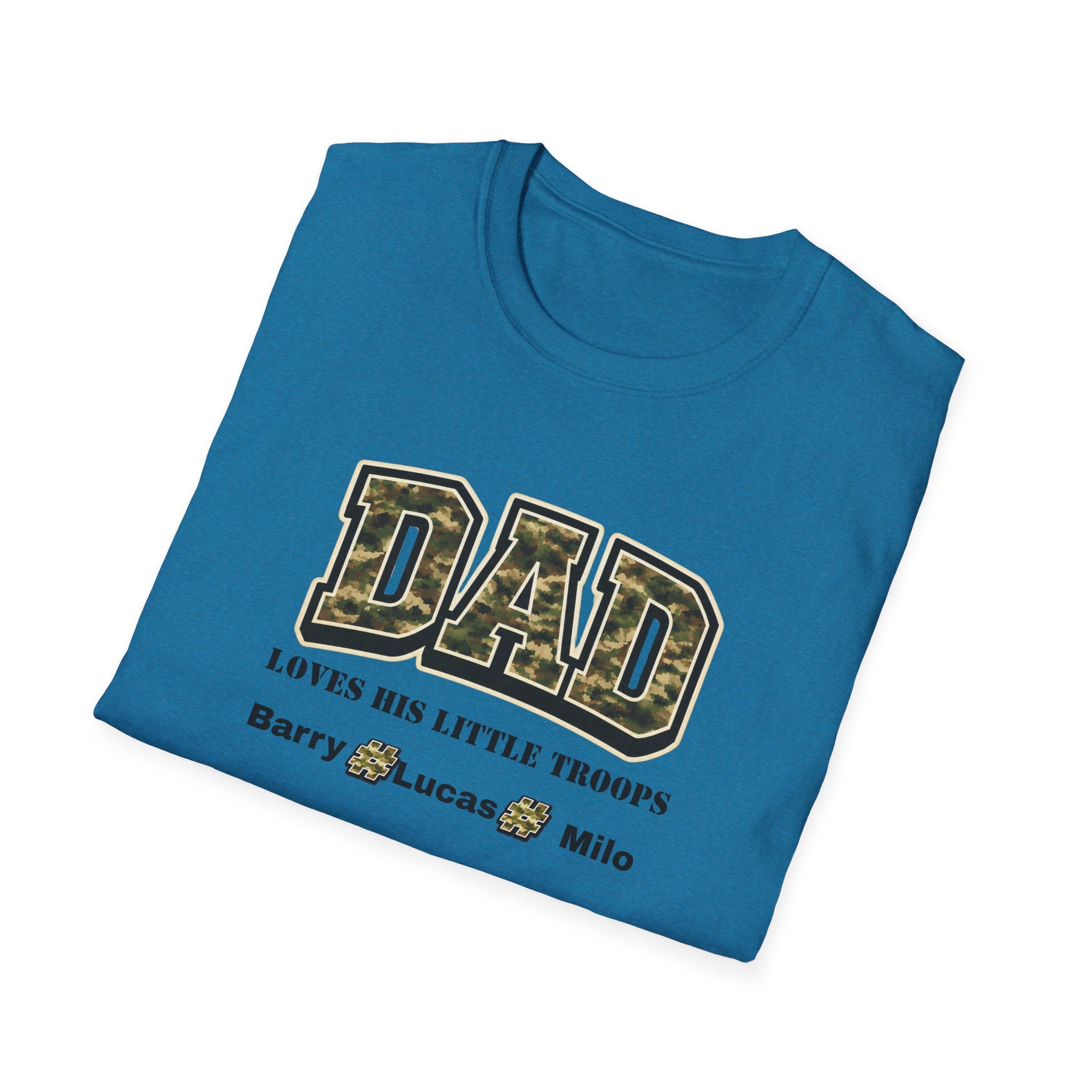Dad Loves His Little Troops Camo T-Shirt — Personalized Kids' Names