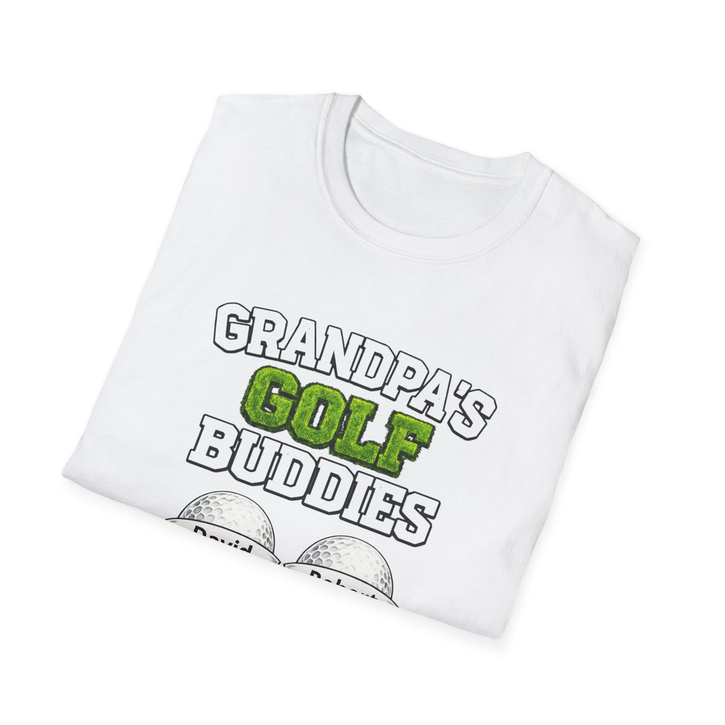 Grandpa’s Golf Buddies T-Shirt — Personalized Names on Golf Balls