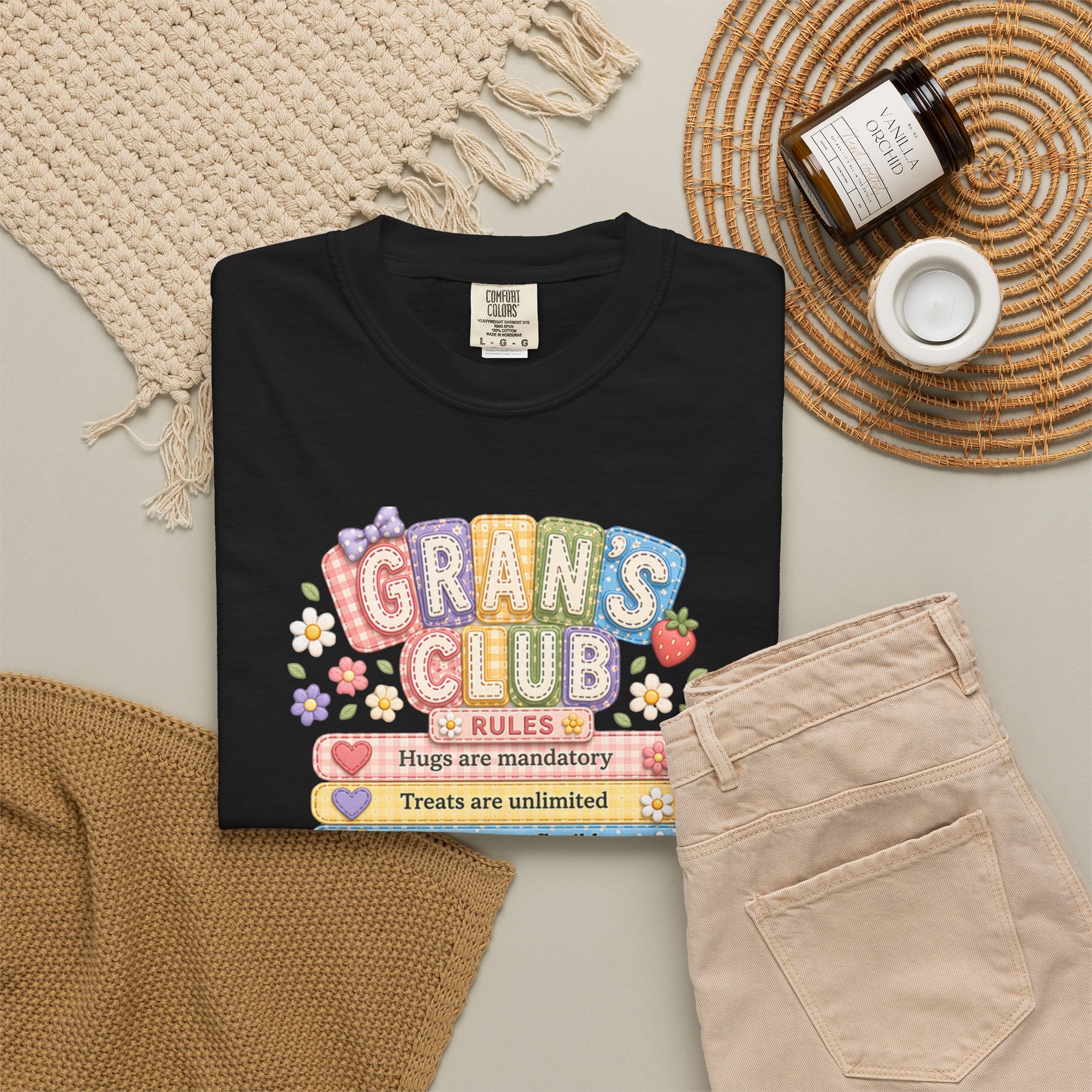 Grans Club Rules T-Shirt — Cute Floral Grandma Shirt, Funny Grandmother Gift for Mother's Day