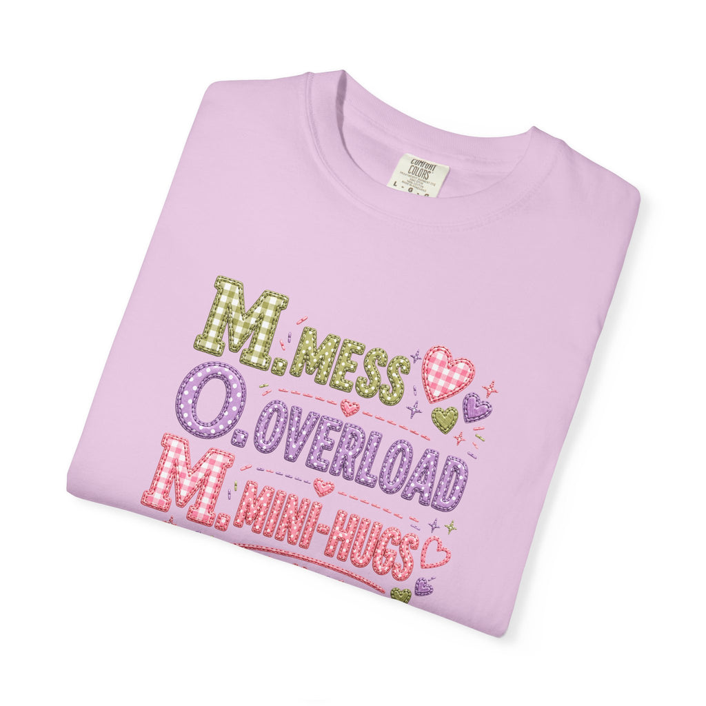 Mom Acronym Graphic T-Shirt — “M.O.M. Mess Overload Mini-Hugs” Cute Pastel Mothers Day Tee