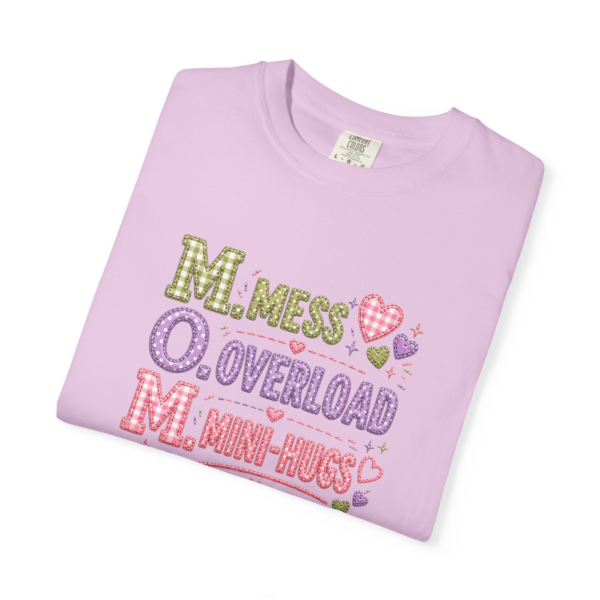 Mom Acronym Graphic T-Shirt — “M.O.M. Mess Overload Mini-Hugs” Cute Pastel Mothers Day Tee