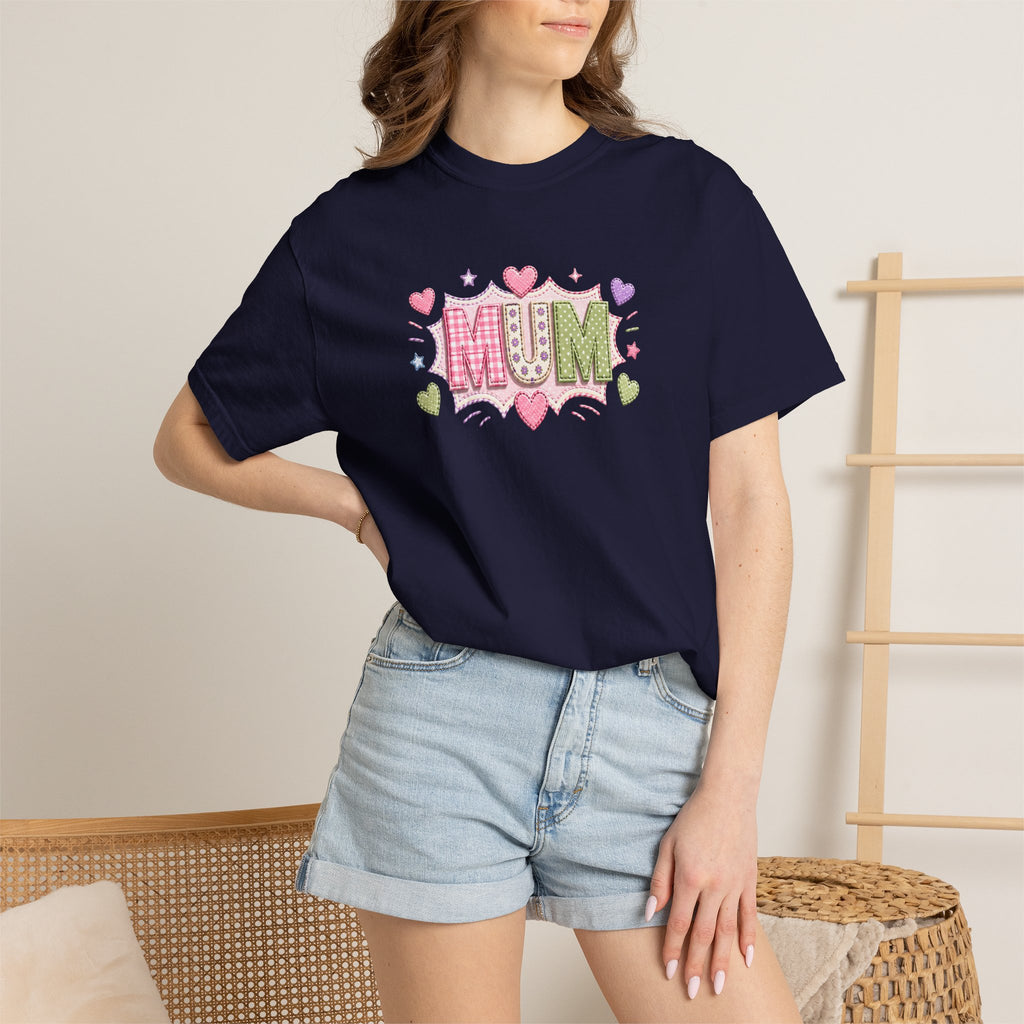 MUM Heart Patch Graphic T-Shirt — Cute Floral Mother’s Day Gift