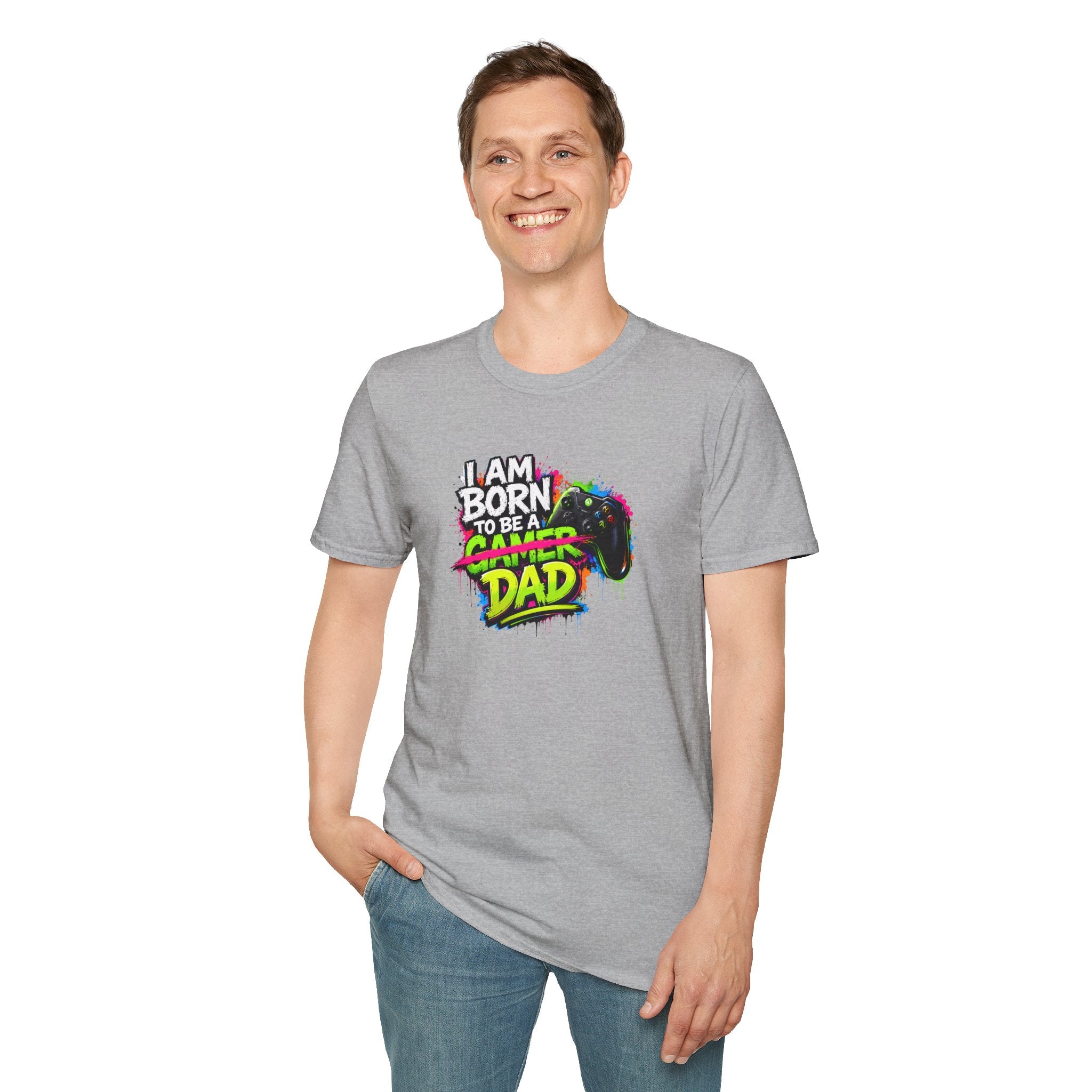 "I Am Born To Be A Gamer Dad" Neon T‑Shirt
