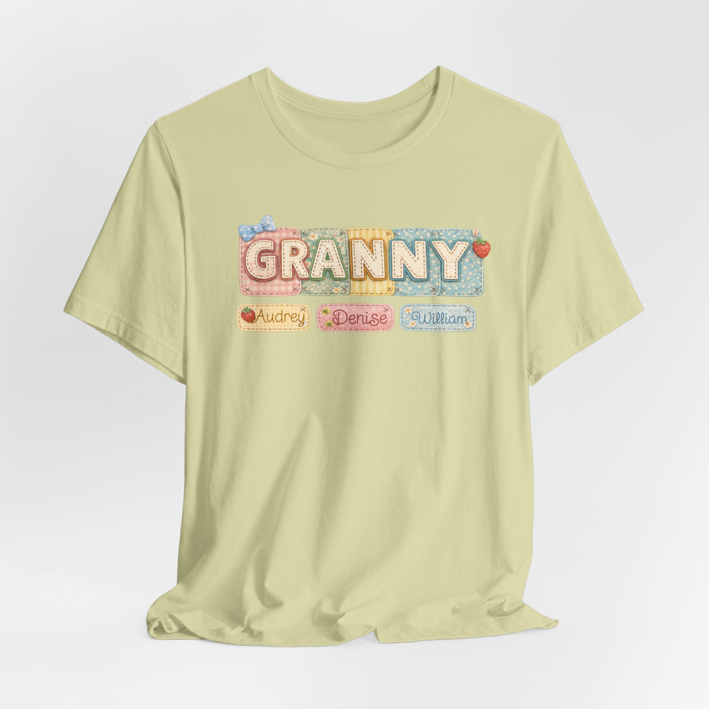 Granny Retro Nameplate T‑Shirt — Personalized Grandma Tee
