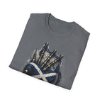 Bagpipes Following Scotland Flag Tee