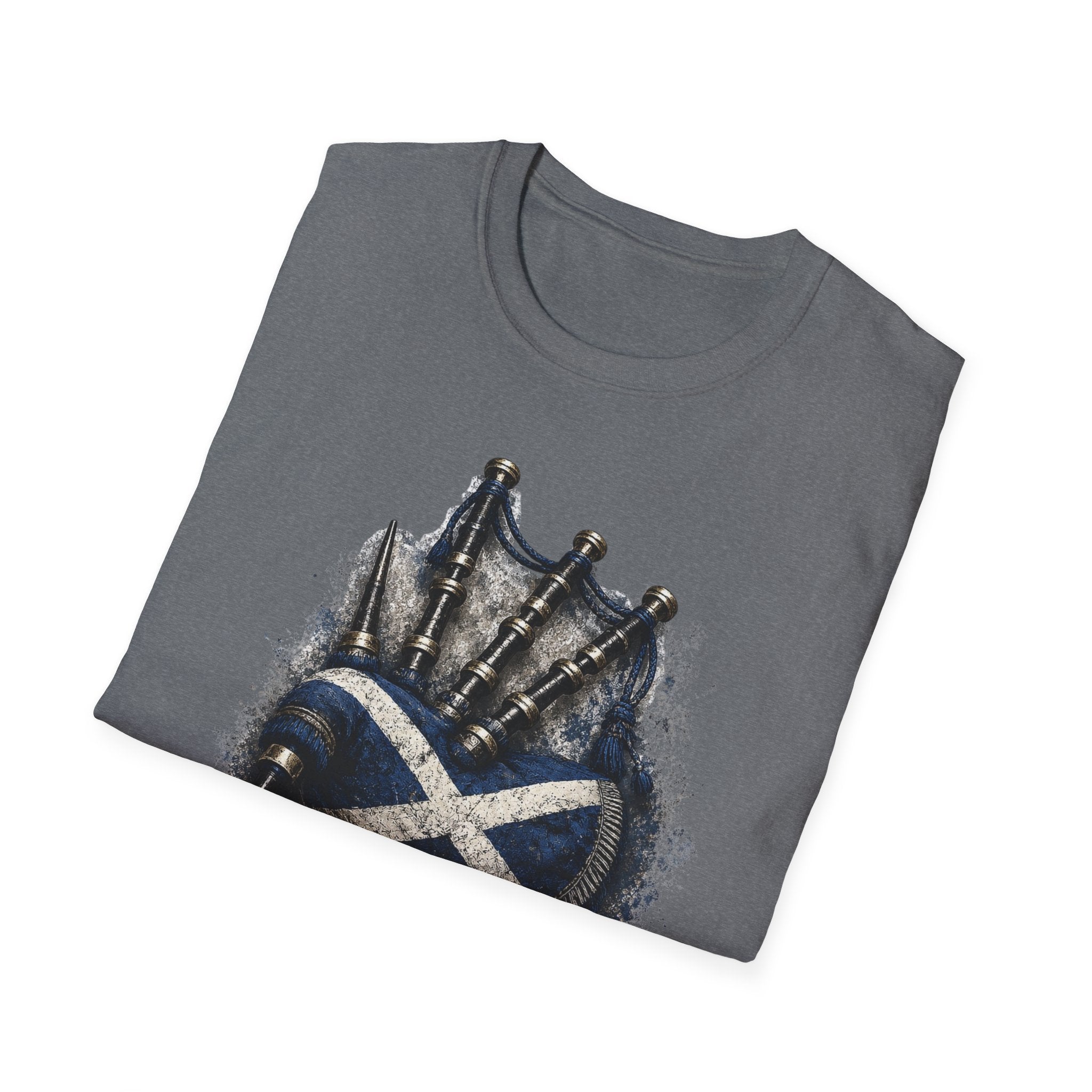 Bagpipes Following Scotland Flag Tee