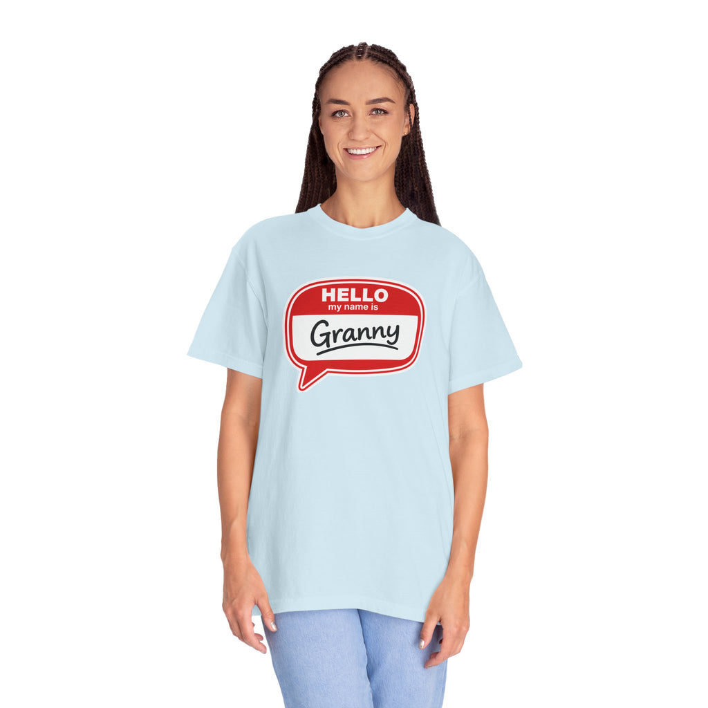 Hello My Name Is Granny T-Shirt - Funny Grandma Gift, Retro Name Badge Tee