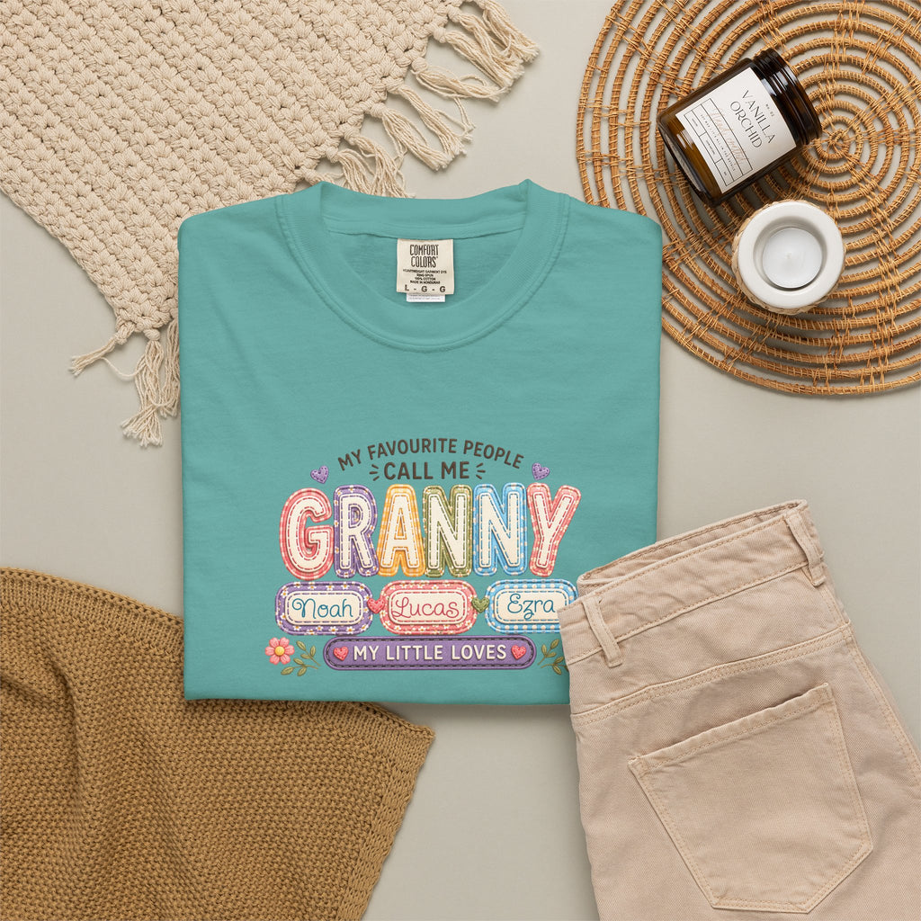 Granny Floral Retro Tee — "My Favourite People Call Me Granny"