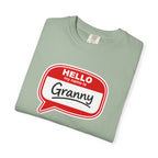 Hello My Name Is Granny T-Shirt - Funny Grandma Gift, Retro Name Badge Tee