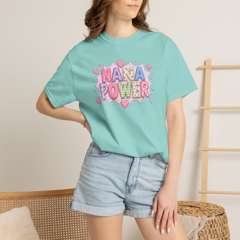 Nana Power T-Shirt — Playful Retro Heart Graphic for Grandmother Gifts