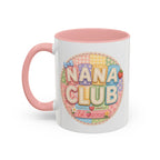 Cute Pastel Accent Coffee Mug — 'Nana Club' Patch Design, Pink Interior (11/15oz)