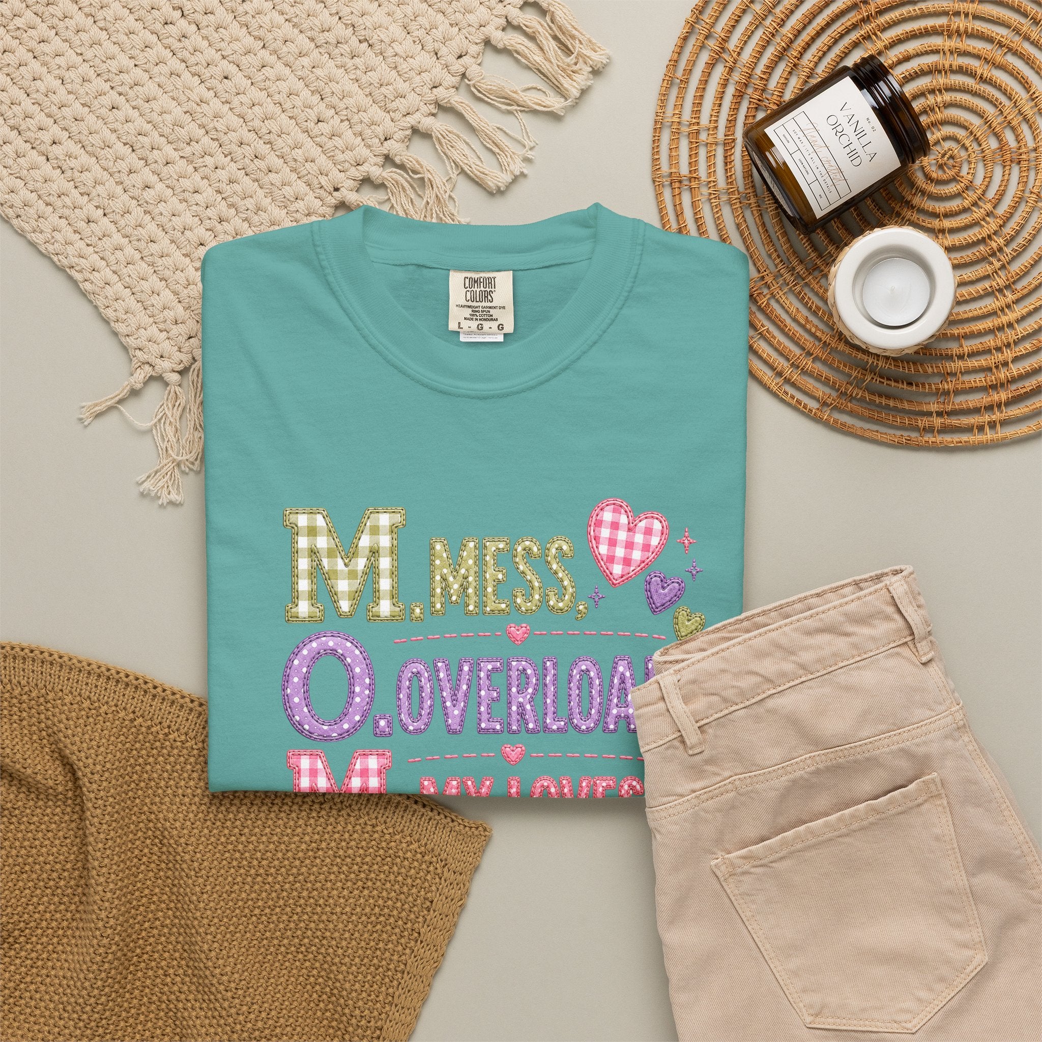 T-Shirt — "M.O.M. Mess, Overload, My Loves" Cute Mom Acronym Graphic Tee