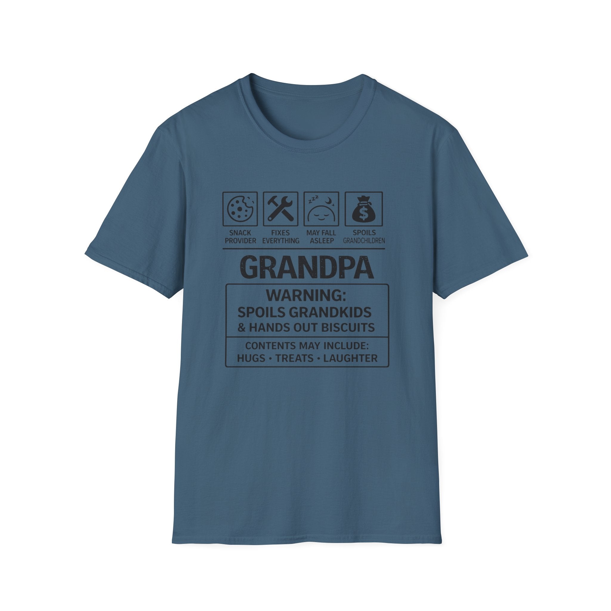Grandpa Warning T-Shirt — "Spoils Grandkids & Hands Out Biscuits" Funny Grandpa Gift