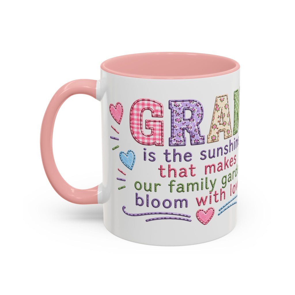 Accent Coffee Mug — "Gran: Is The Sunshine" Embroidered Heart Design (11/15oz)