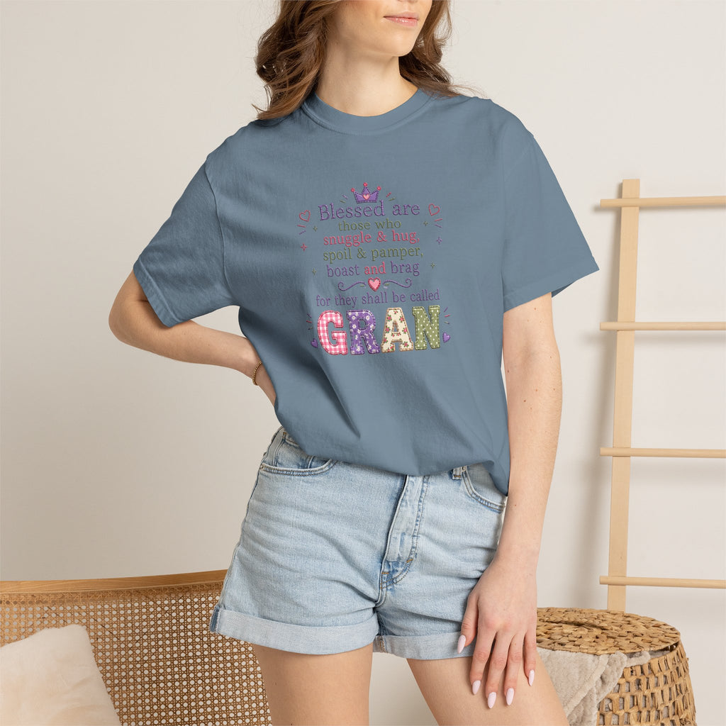 Gran Blessings T-Shirt — "Blessed are those who snuggle & hug... called GRAN"