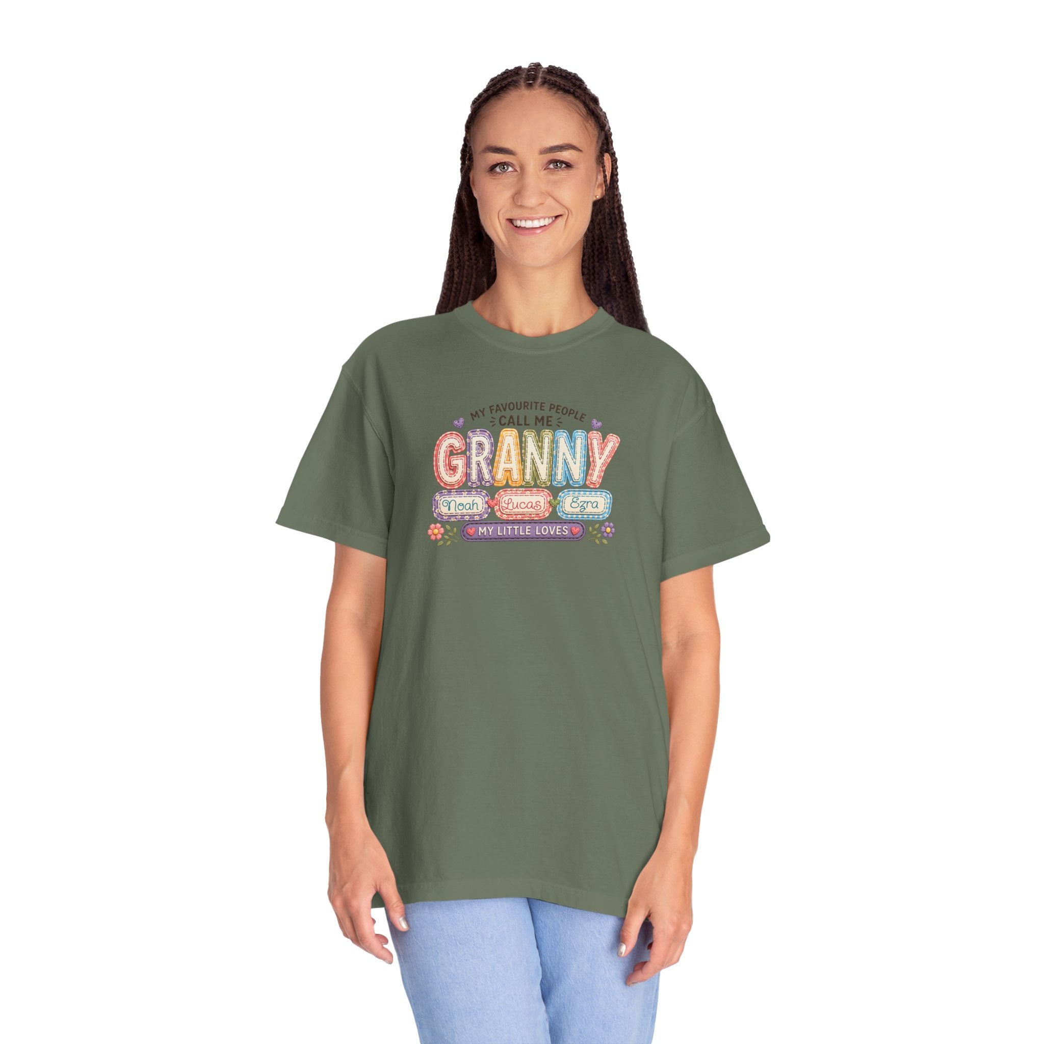 Granny Floral Retro Tee — "My Favourite People Call Me Granny"