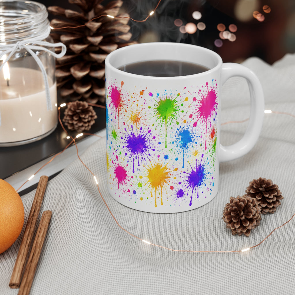 MAMA - Colourful Paint Splatter Mug - Personalised