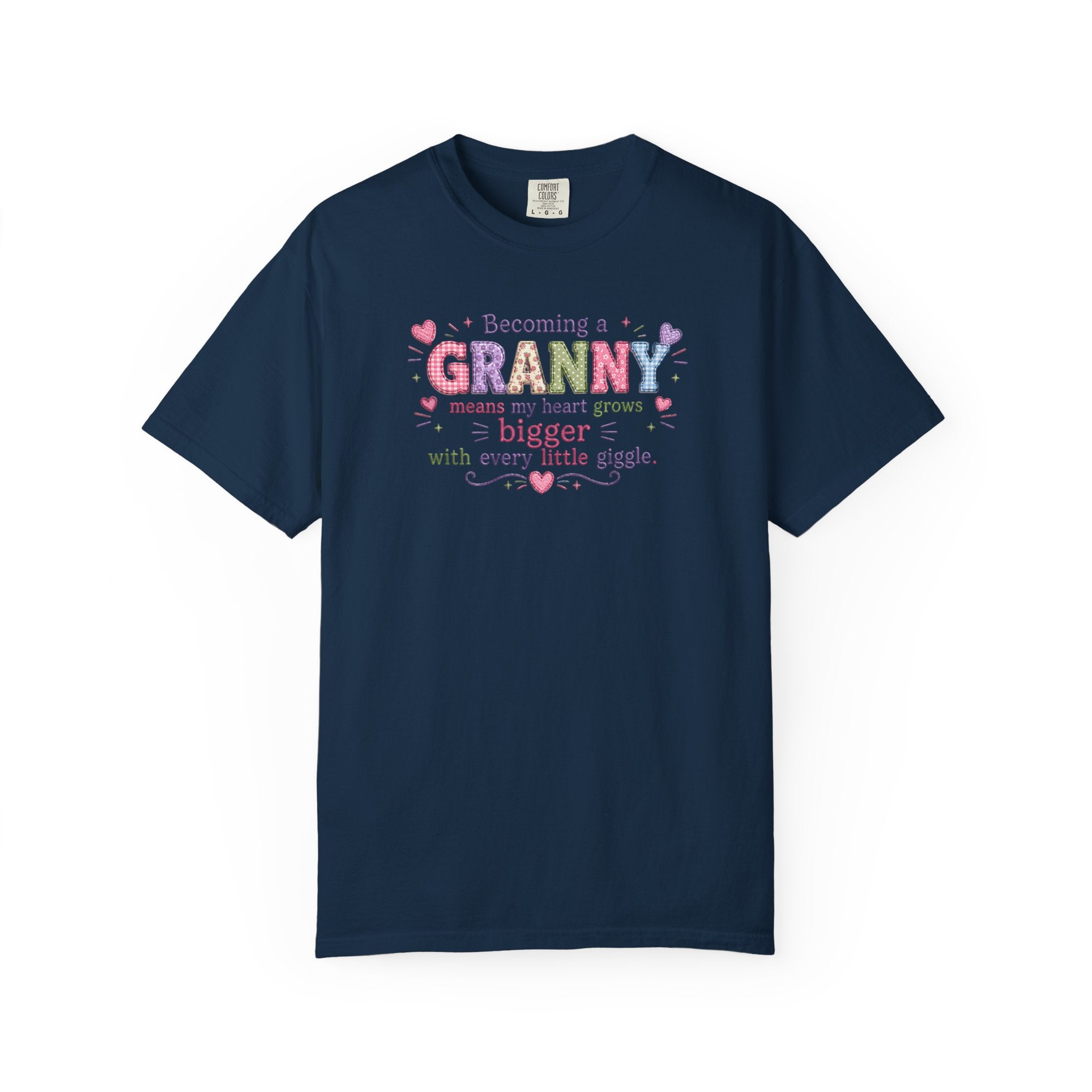 Becoming a Granny T-Shirt – Cute Grandma Shirt with "Becoming a Granny means my heart grows bigger with every little giggle" Design
