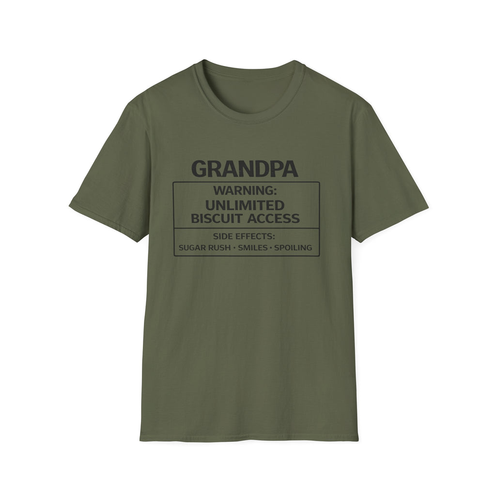 Grandpa Warning T-Shirt — "Unlimited Biscuit Access" Funny Grandpa Tee