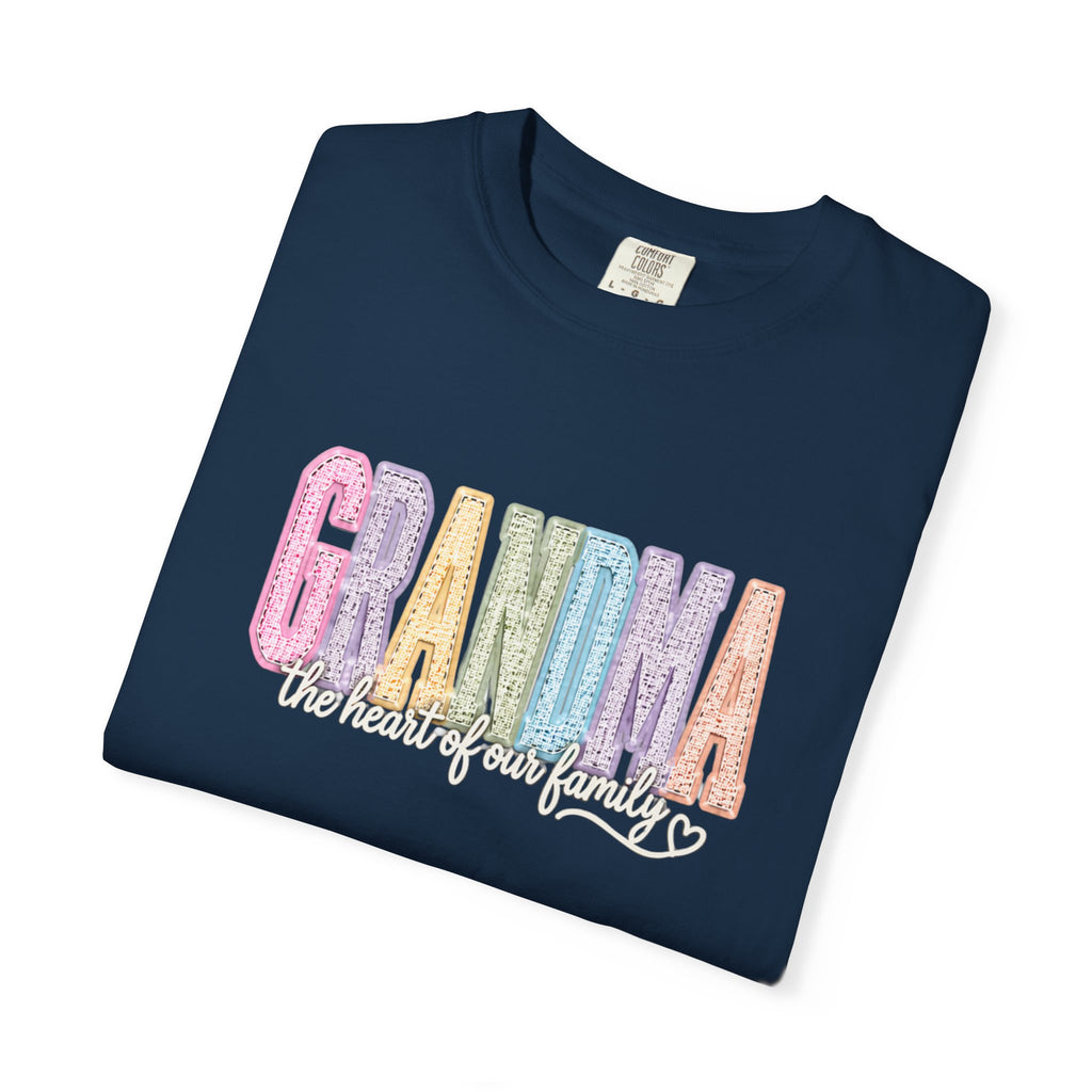 Grandma Floral Graphic T-Shirt — "Grandma, the heart of our family" Gift Tee