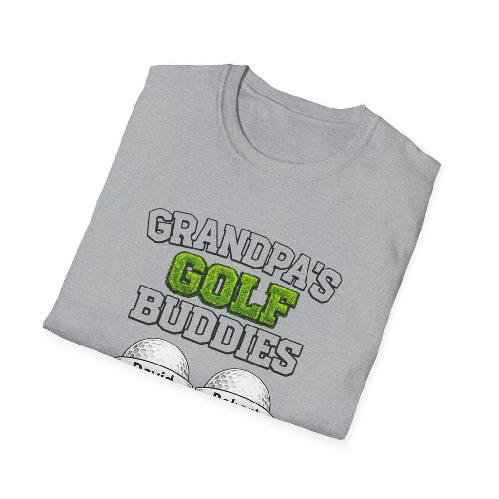 Grandpa’s Golf Buddies T-Shirt — Personalized Names on Golf Balls