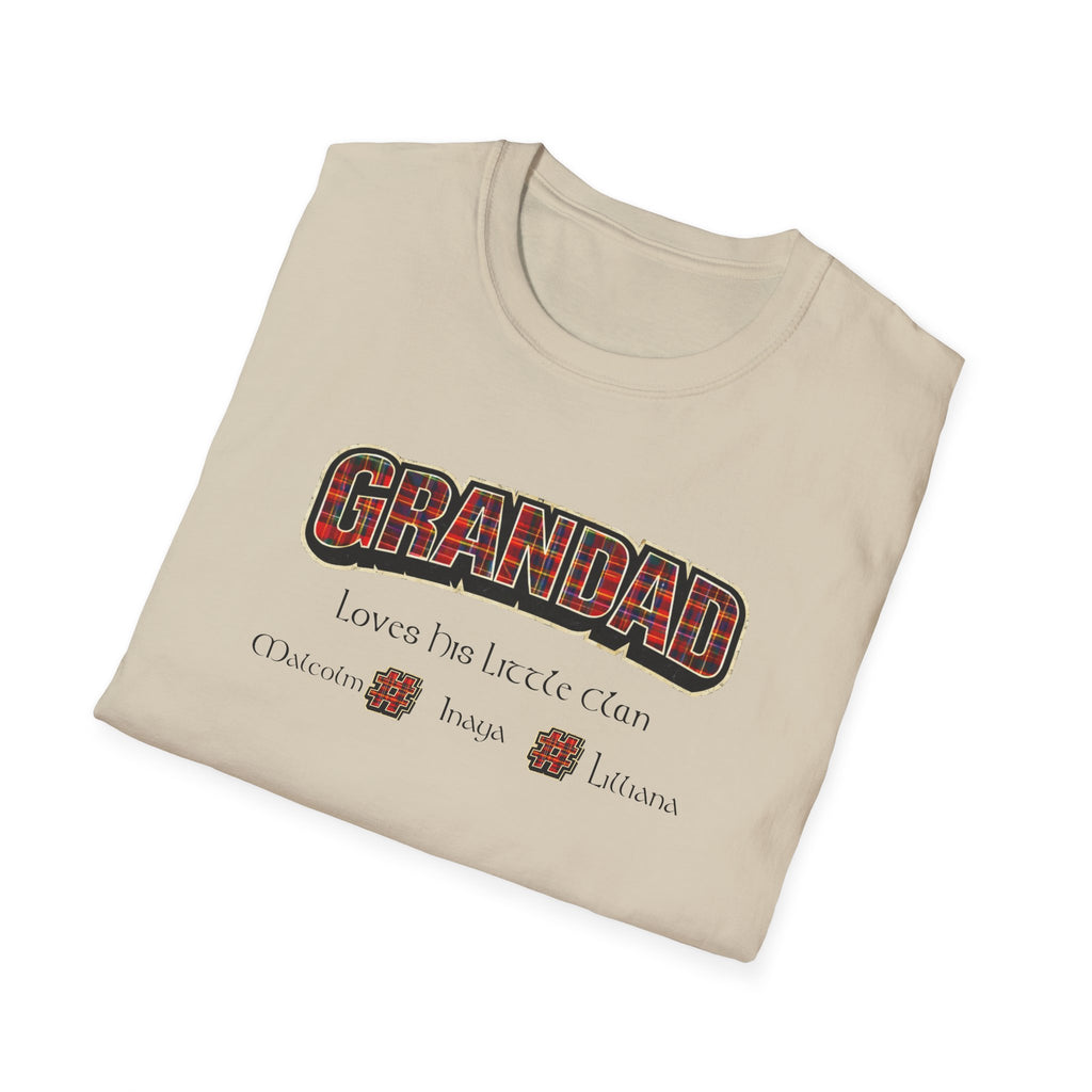 Grandad Plaid Family T-Shirt — "Loved by the Little Clan" Gift Tee