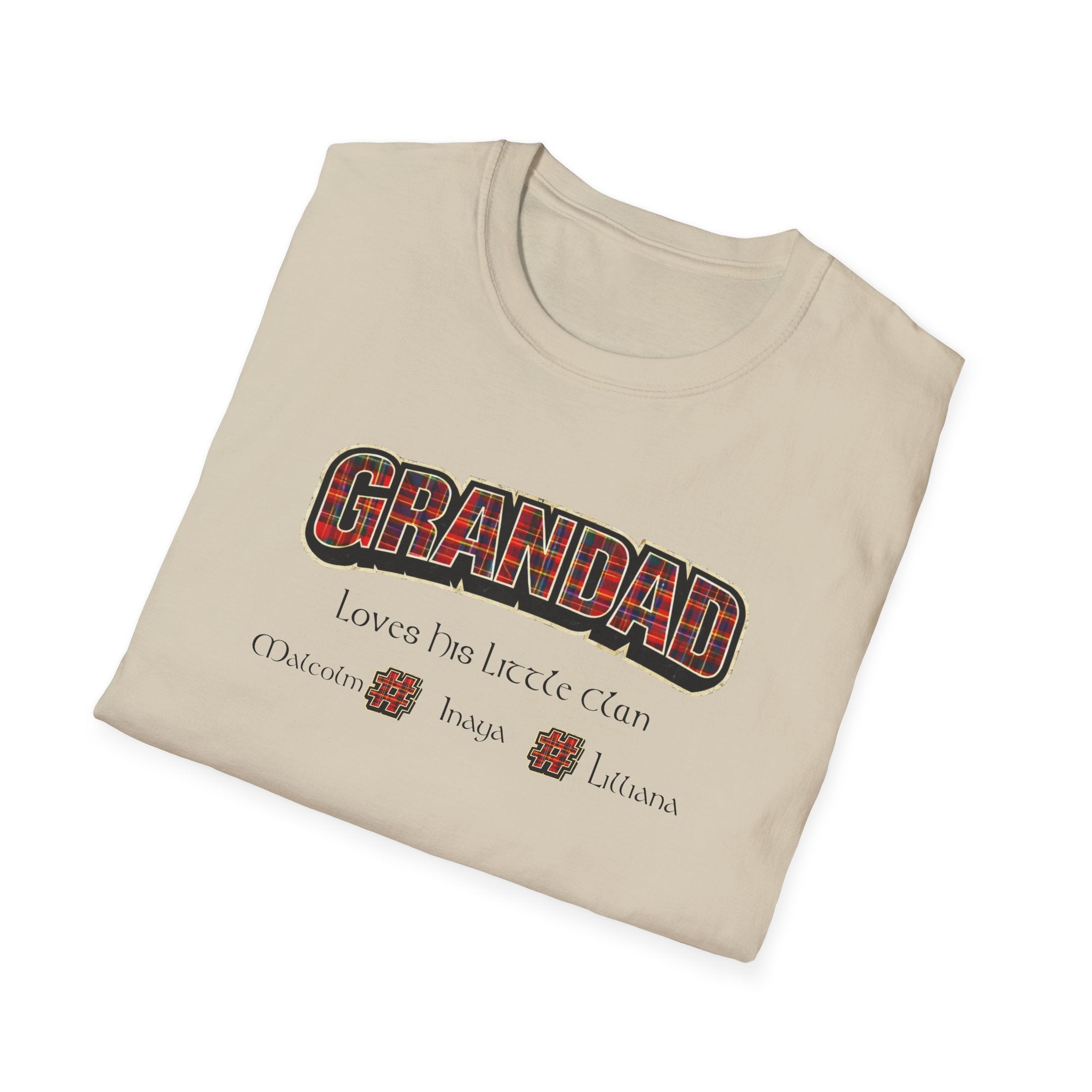 Grandad Plaid Family T-Shirt — "Loved by the Little Clan" Gift Tee