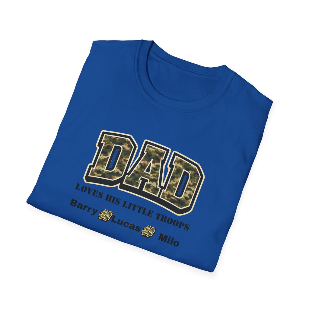 Dad Loves His Little Troops Camo T-Shirt — Personalized Kids' Names
